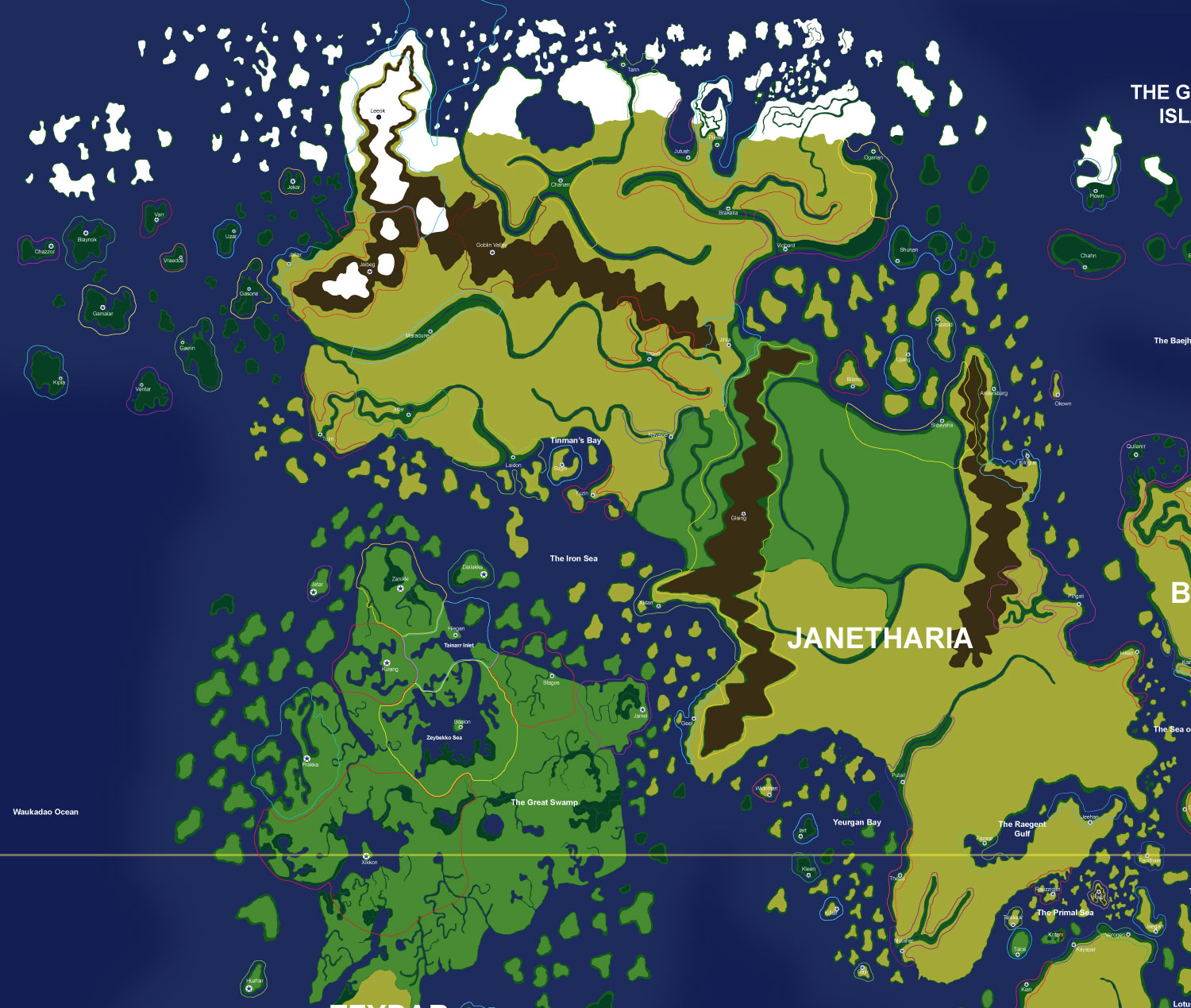 Map of the continent of Janetheria