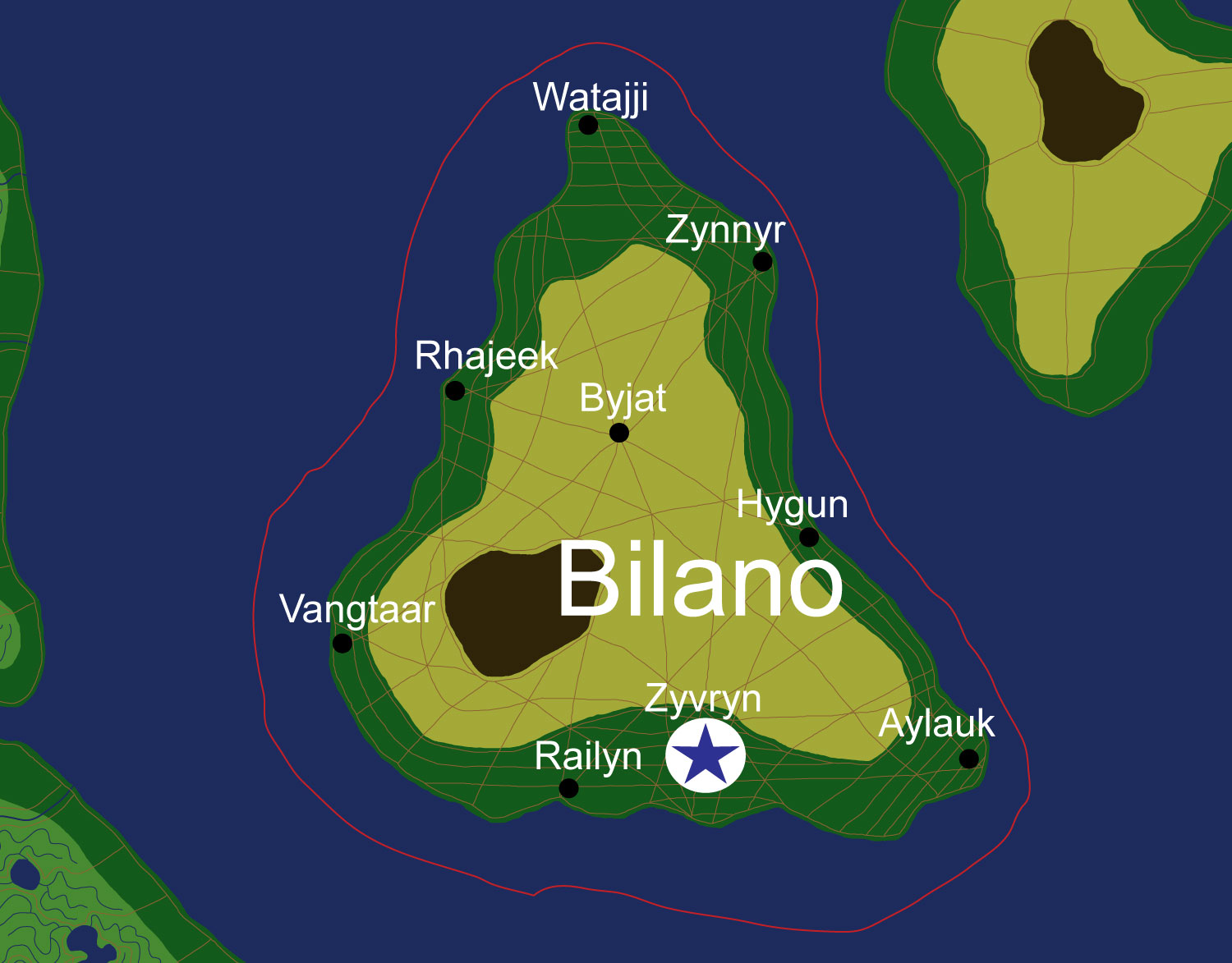 Map of the nation of Bilano