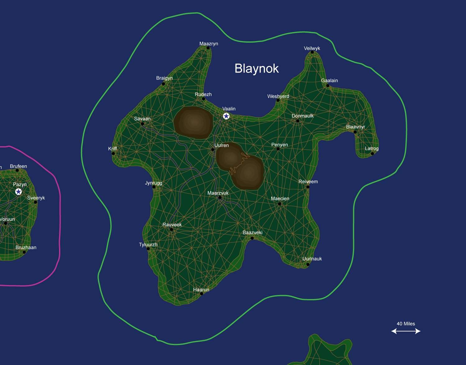 Map of the nation of Blaynok