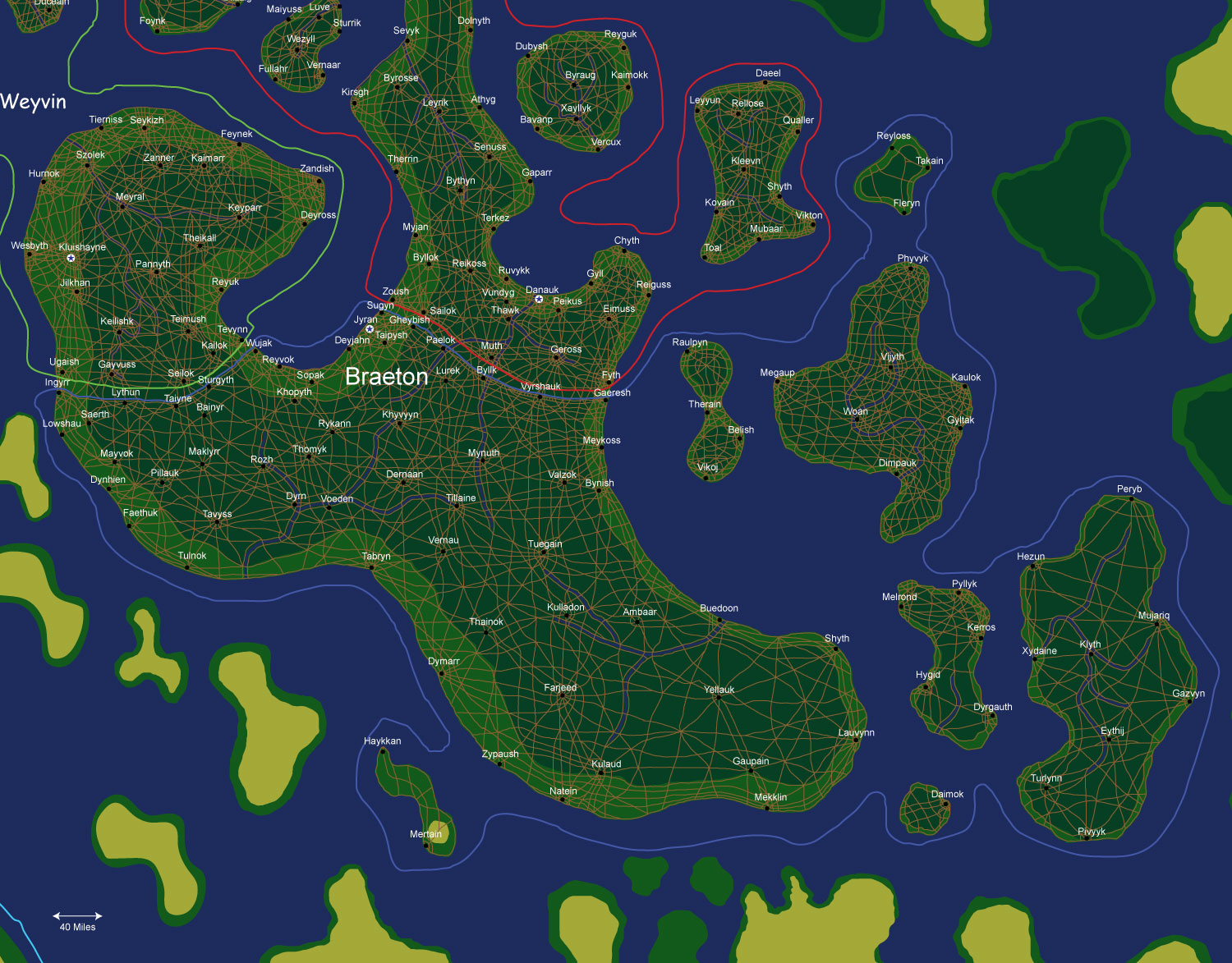 Map of the nation of Braeton