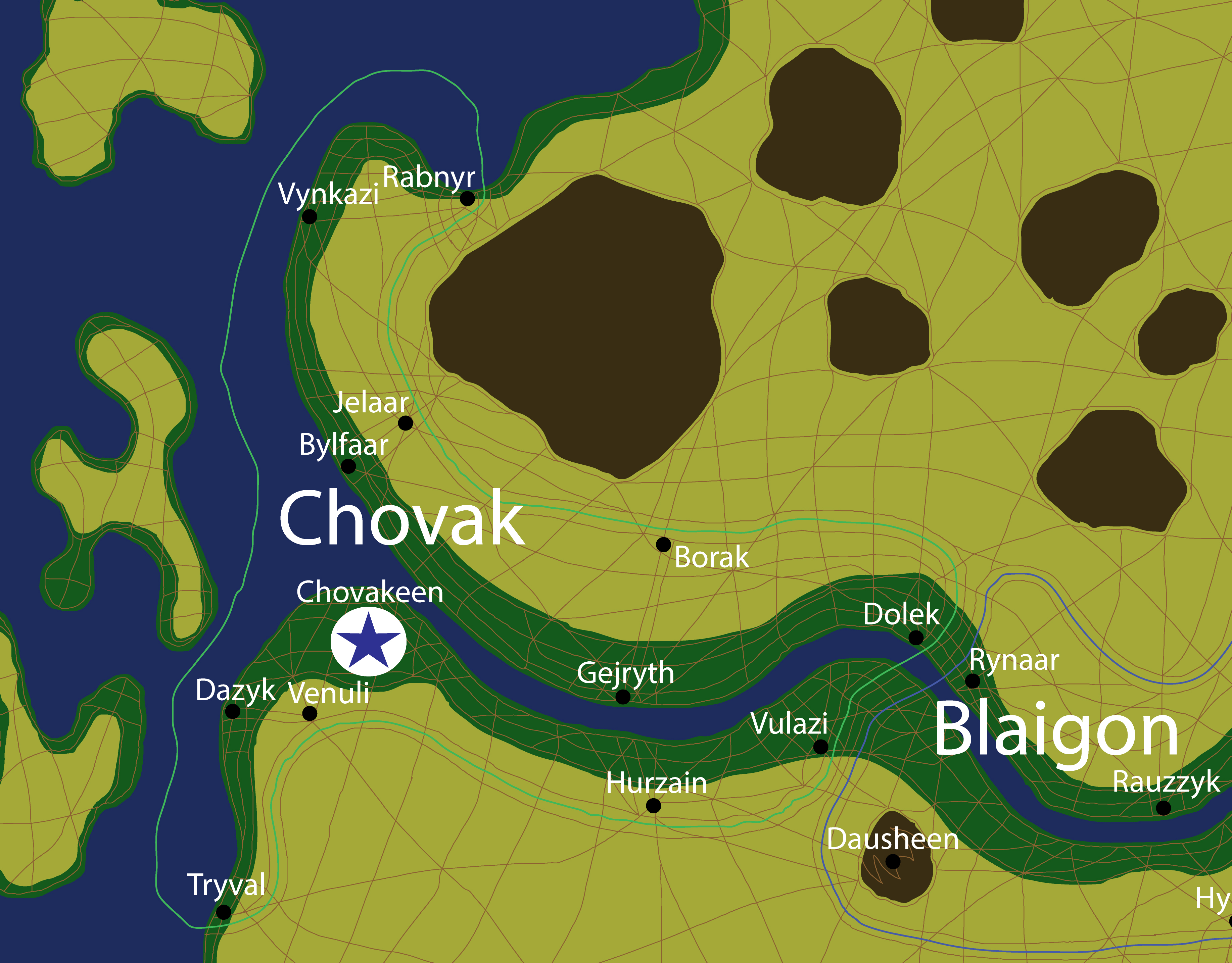Map of the nation of Chovak