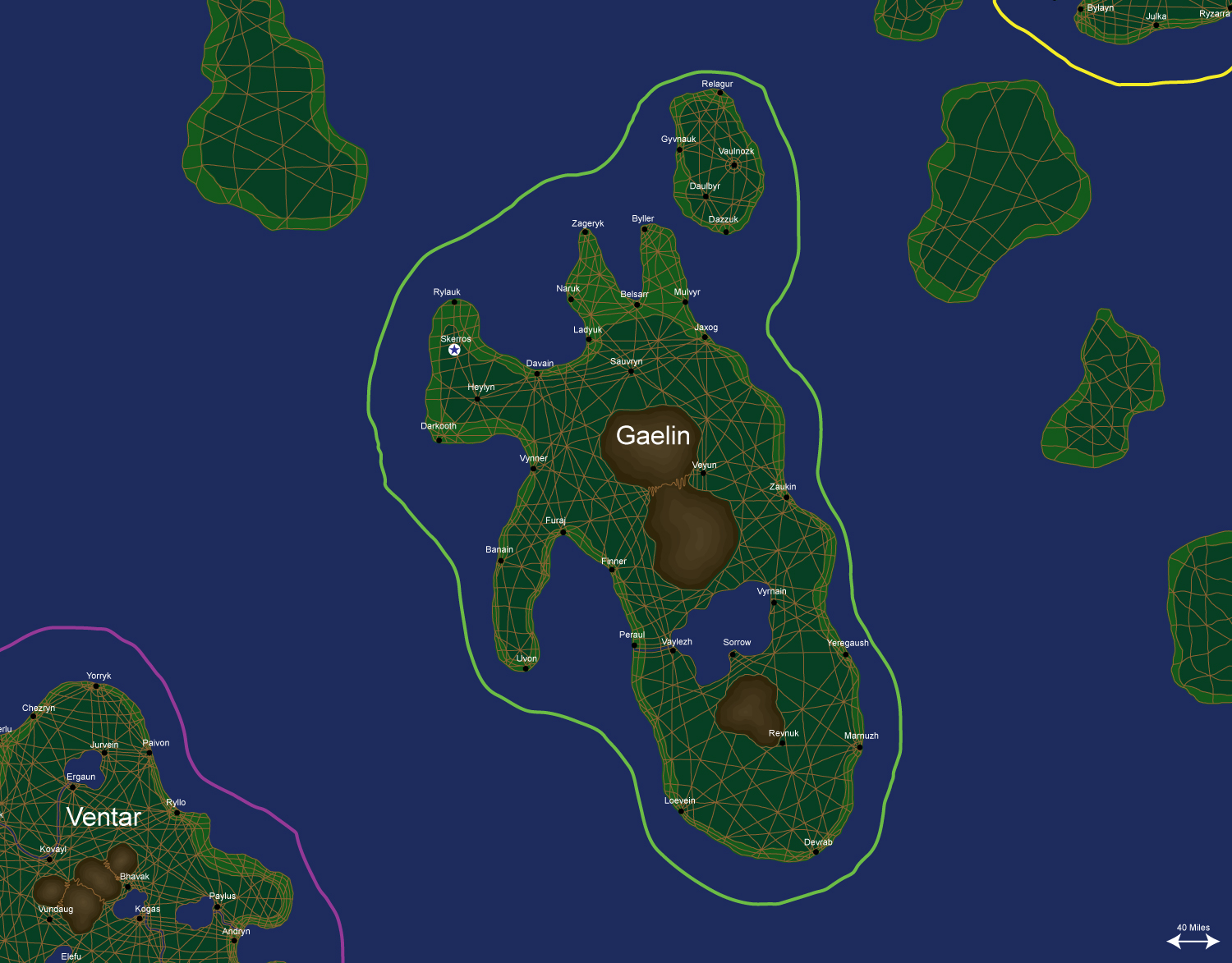 Map of the nation of Gaelin