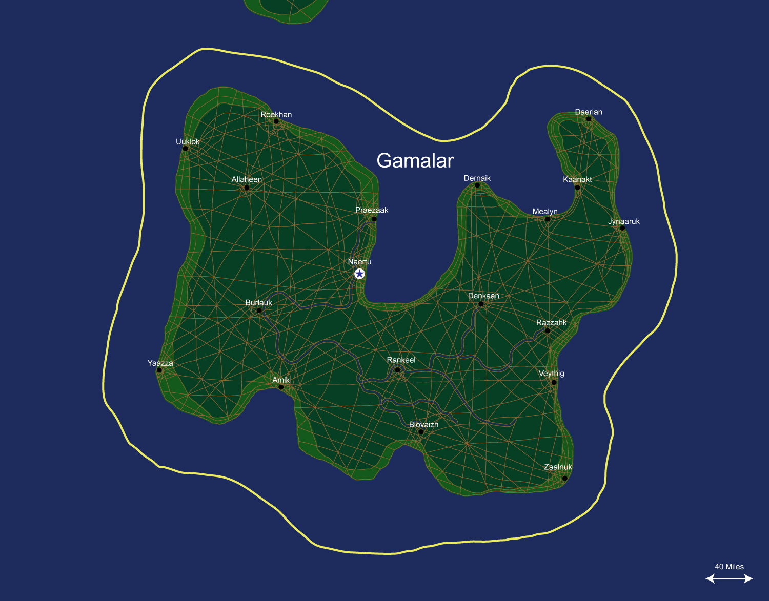 Map of the nation of Gamalar