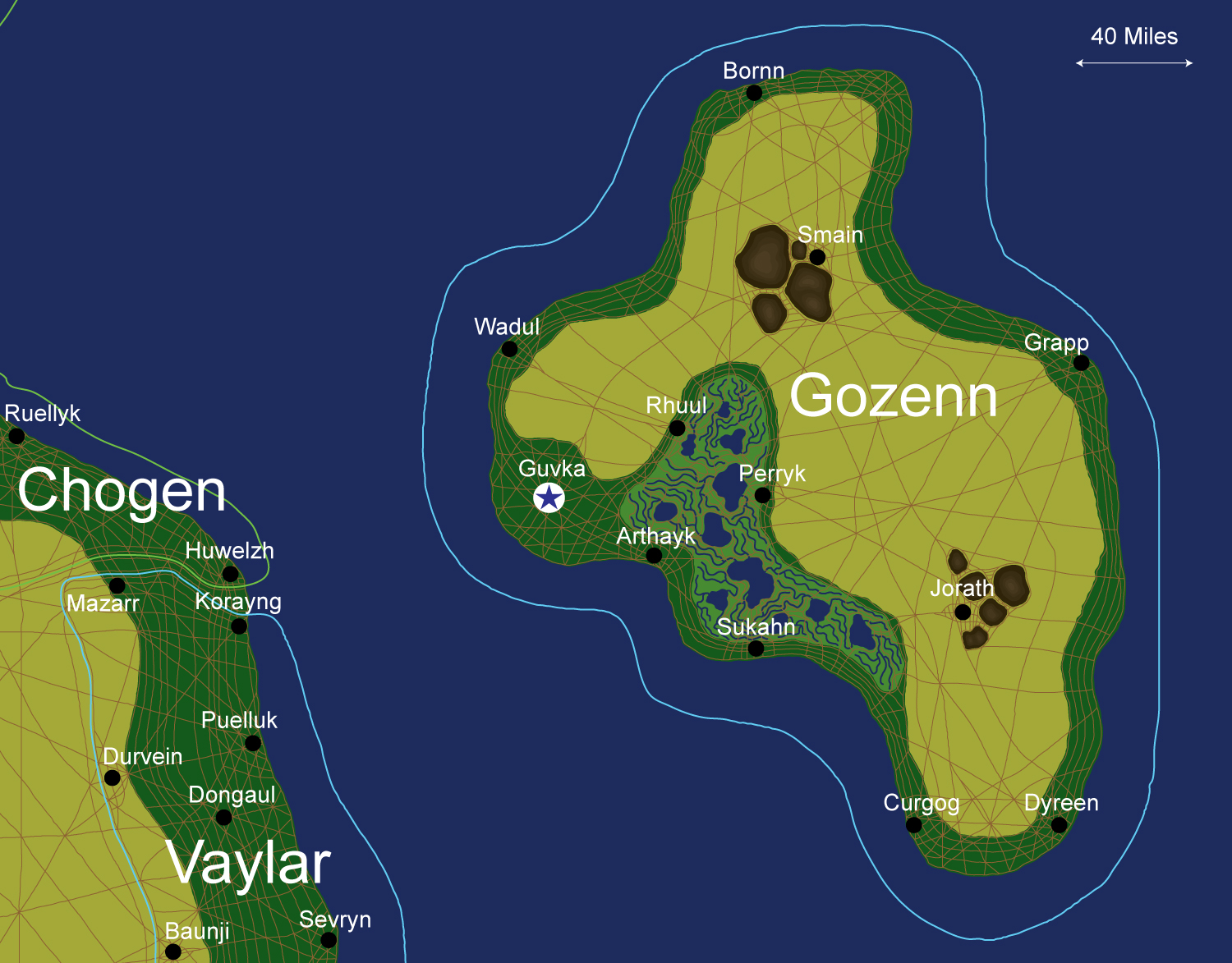 Map of the nation of Gozenn