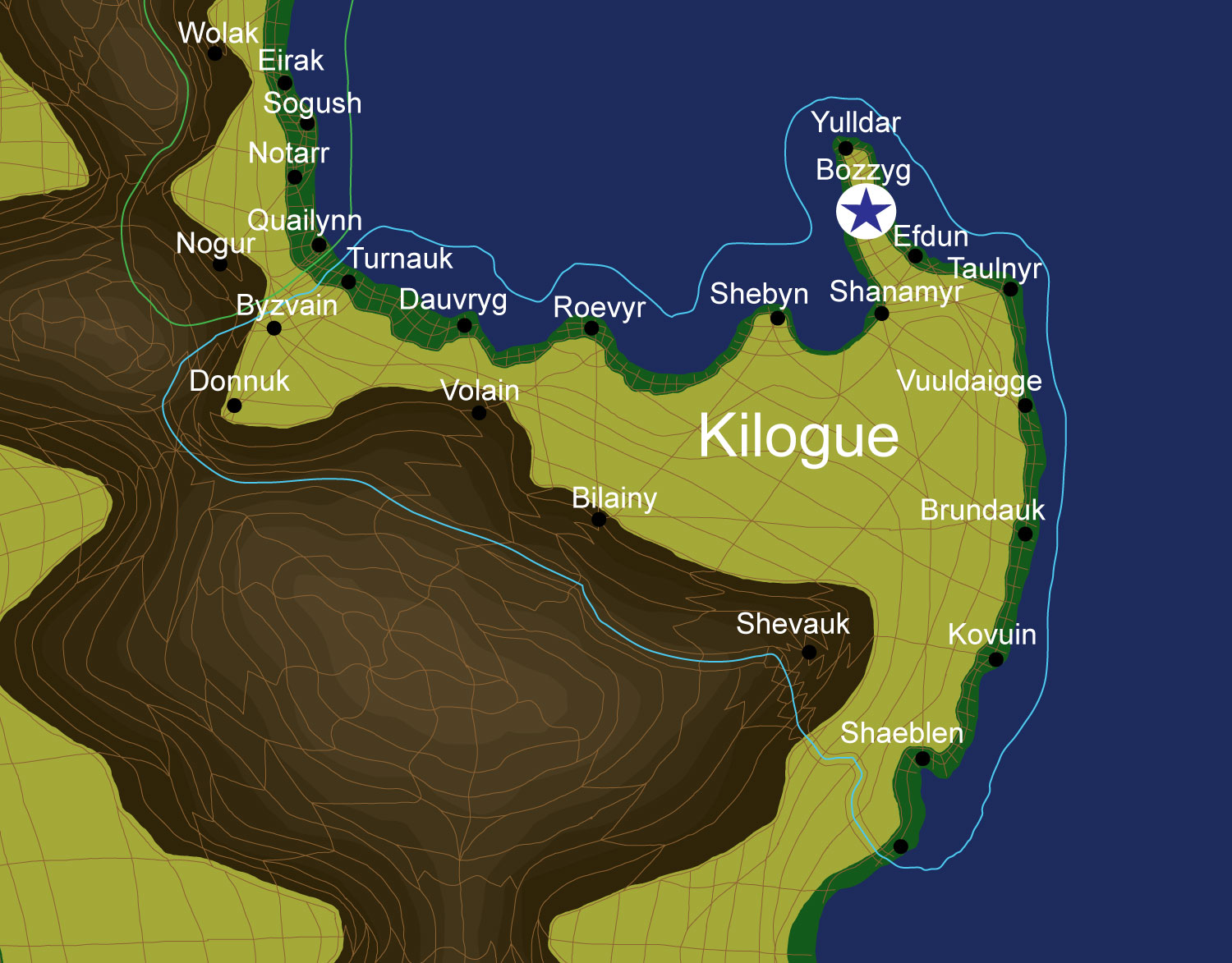 Map of the nation of Kilogue