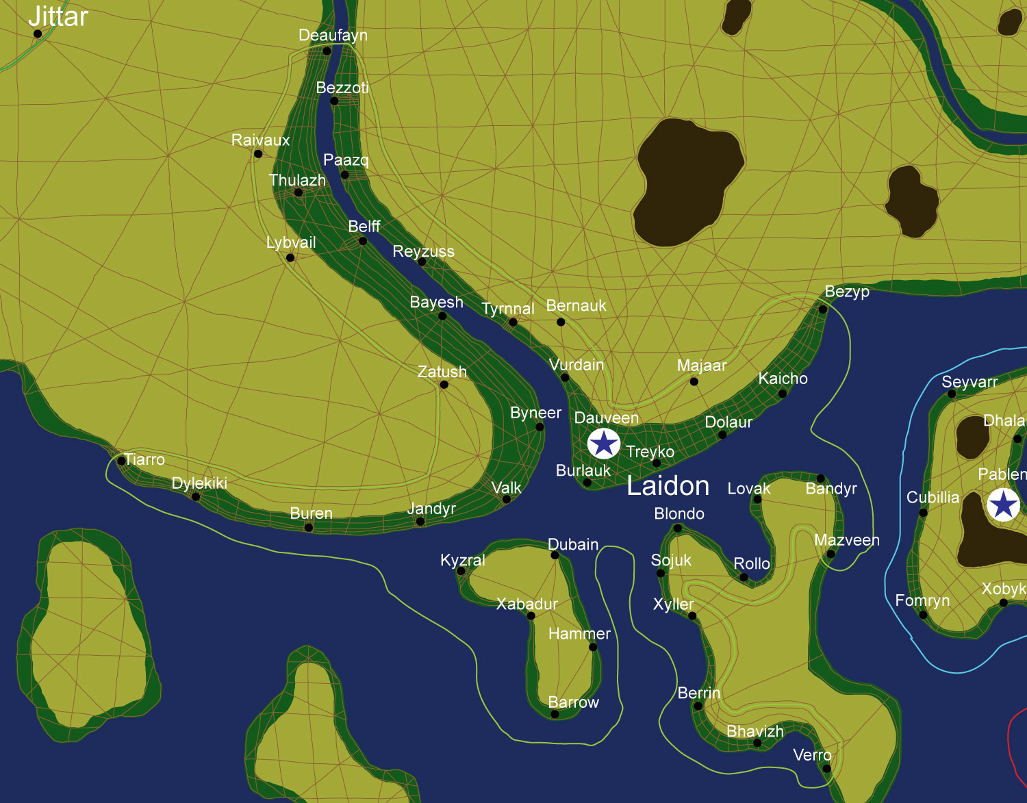 Map of the nation of Laidon