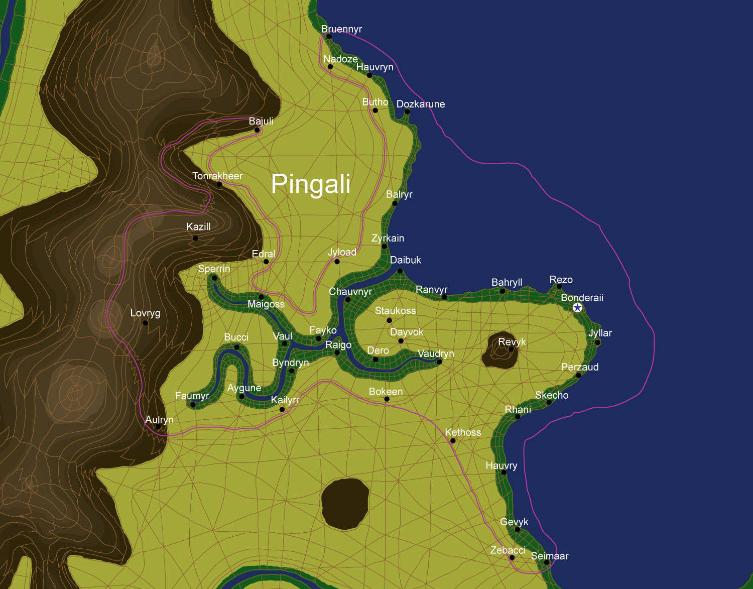 Map of the nation of Pingali
