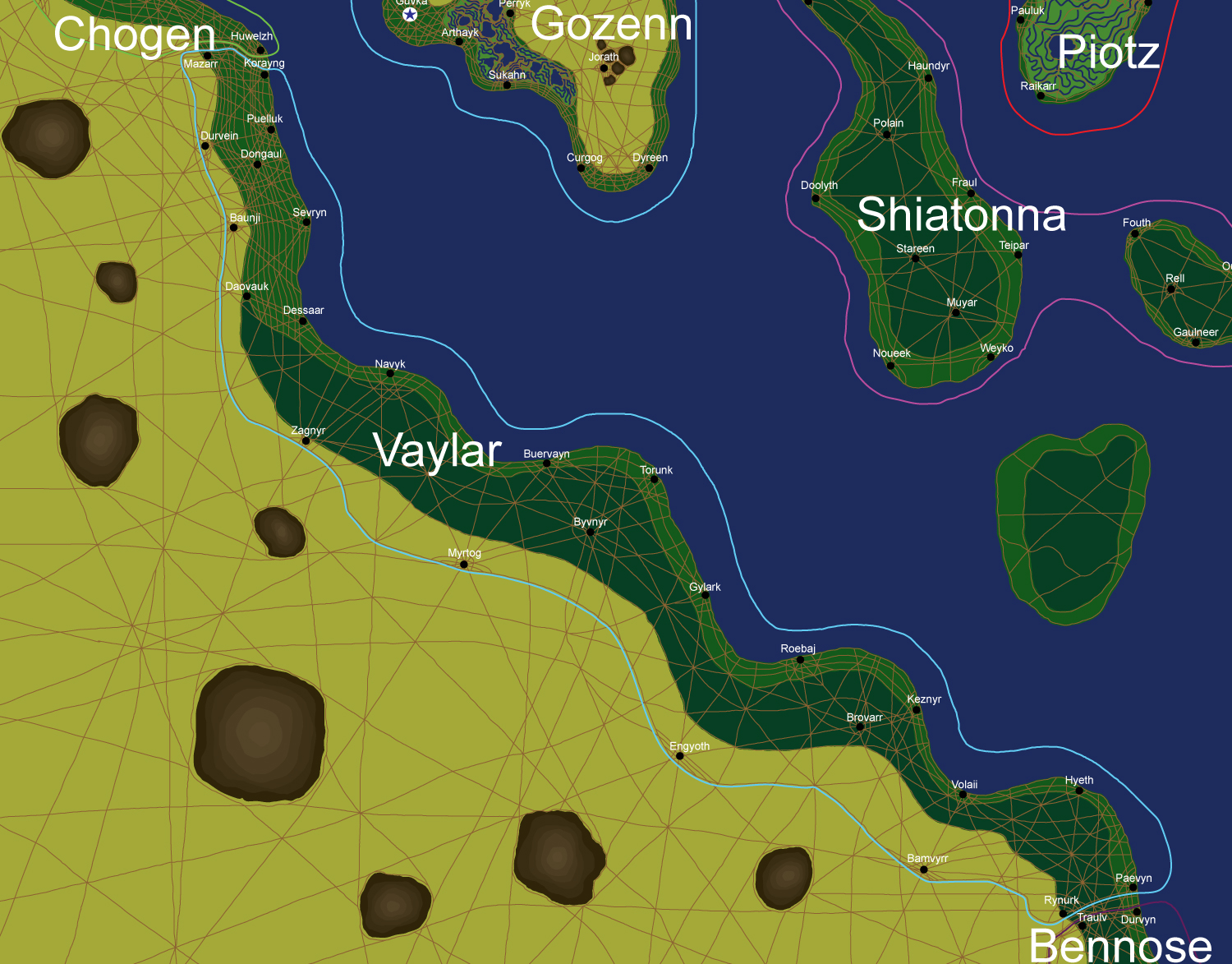 Map of the nation of Vaylar